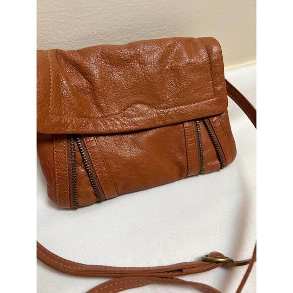Anthropologie Day & Mood Brown Leather Zipper Crossbody Bag - Picture 2 of 6
